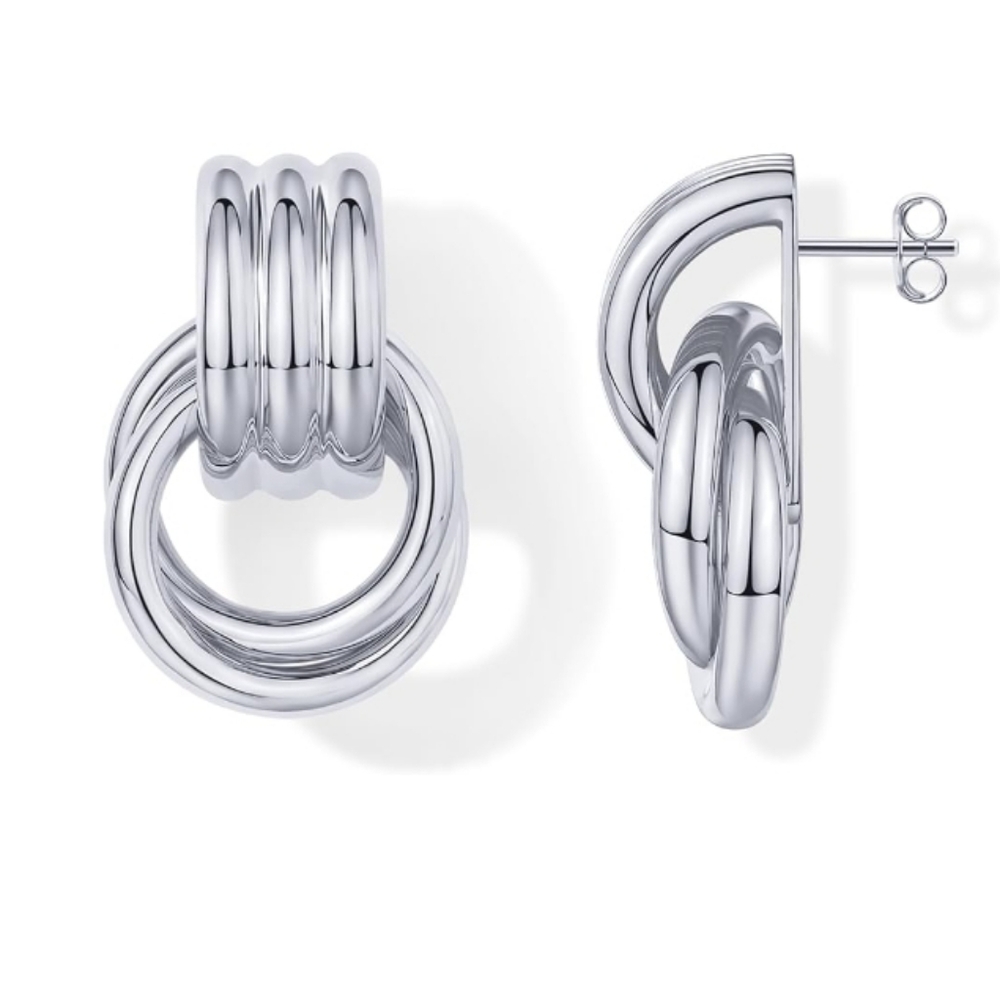 14K Gold Plated Chunky Dangle Door Knocker Earrings